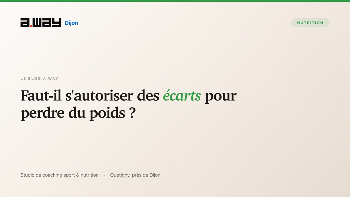 Place des écarts alimentaires dans une perte de poids durable, suivi nutrition au studio A.WAY à Quetigny, près de Dijon.