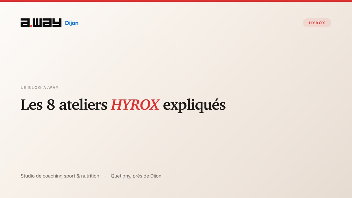 Les 8 ateliers d'une course HYROX présentés à A.WAY à Quetigny, près de Dijon.