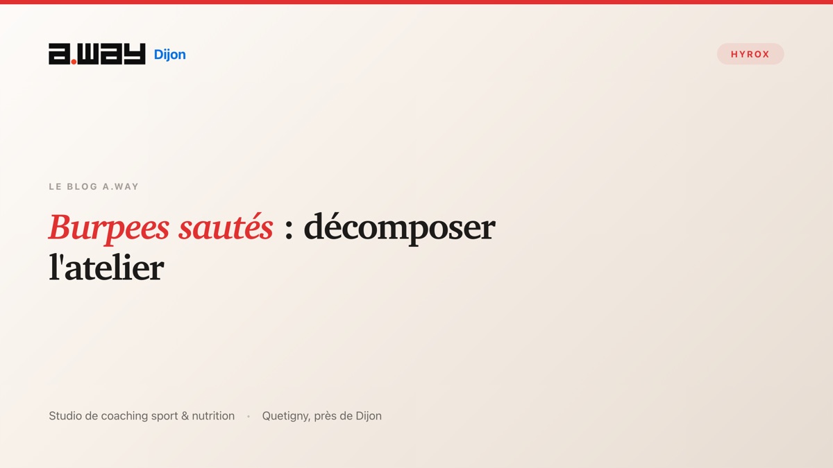 Enchaînement de burpees sautés pendant une préparation HYROX au studio A.WAY à Quetigny, près de Dijon.