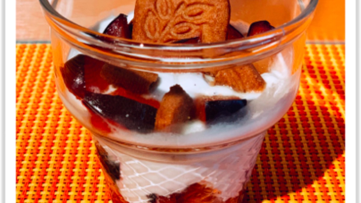 Verrines Prunes-speculos, recette du pôle santé A.WAY à Quetigny près de Dijon.
