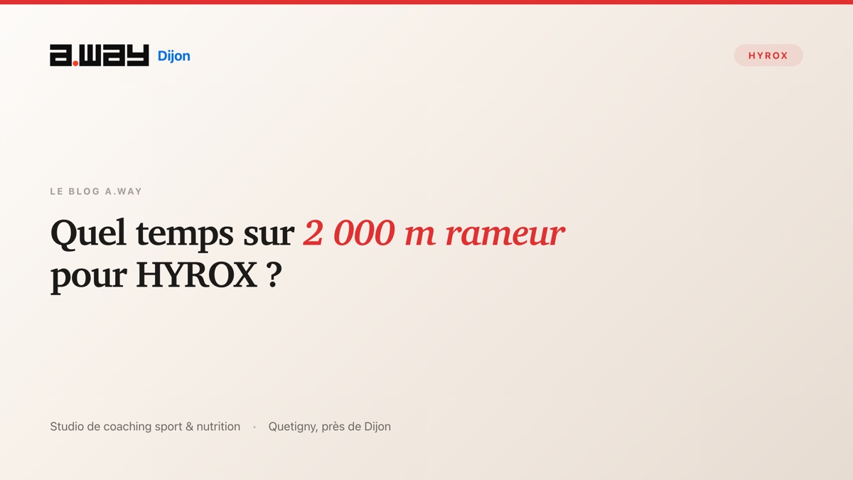 Test de 2 000 mètres au rameur pendant une évaluation HYROX au studio A.WAY à Quetigny, près de Dijon.